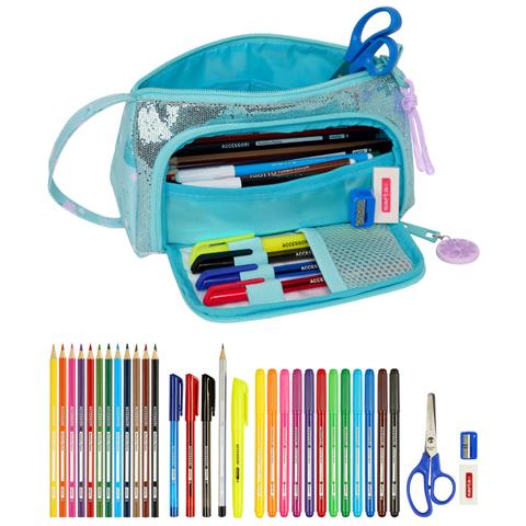 Astuccio Per La Scuola Con Accessori Frozen Hello Spring Azzurro Chiaro 20 X 11 X 8.5 Cm (32 Pezzi) - Foto 4