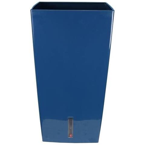 Fioriera Quadrata Alta - Plastica - 52 X 52 Cm - Blu - Foto 1