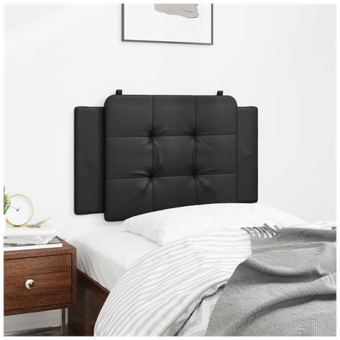 Cuscino Testiera Nero 90 Cm In Similpelle - Foto 3