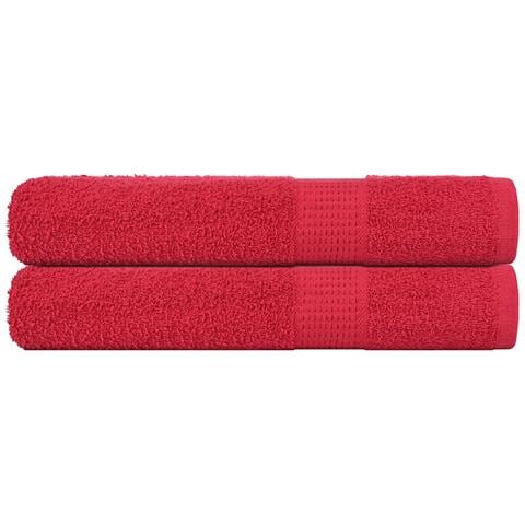 Asciugamani 2 Pz Rossi 100x200 Cm 360 G /m 100% Cotone - Foto 1
