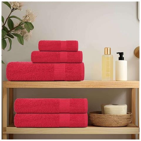 Asciugamani 2 Pz Rossi 100x200 Cm 360 G /m 100% Cotone - Foto 3