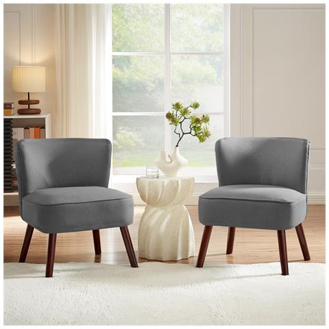 Set Di 2 Poltrone Cocktail Jofi In Tessuto Grigio Scuro - Foto 1