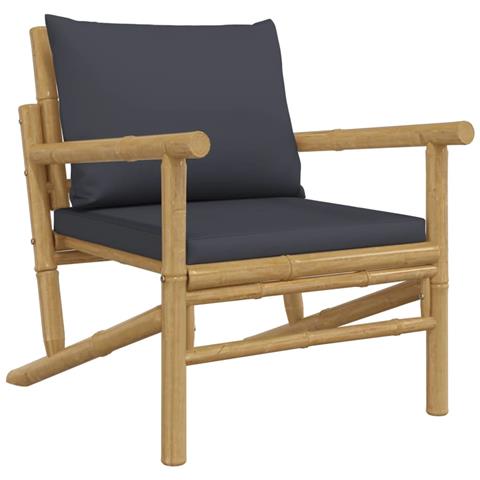 Set Salotto da Giardino 4pz con Cuscini Grigio Scuro Bambù - Foto 10