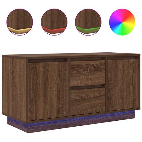 Mobile Porta TV con Luci LED Rovere Marrone 100x41x50 cm - Foto 1