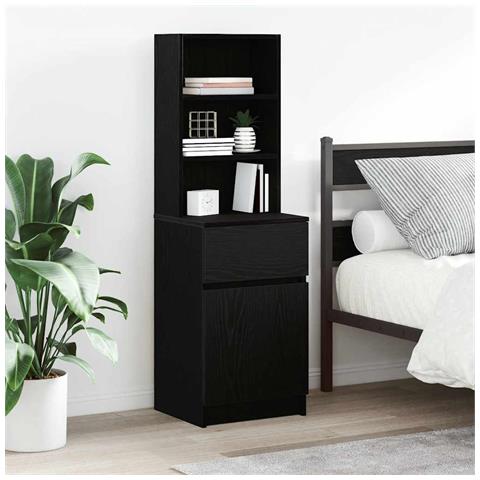 Comodino Nero 39x35x125 cm in Legno Multistrato - Foto 1