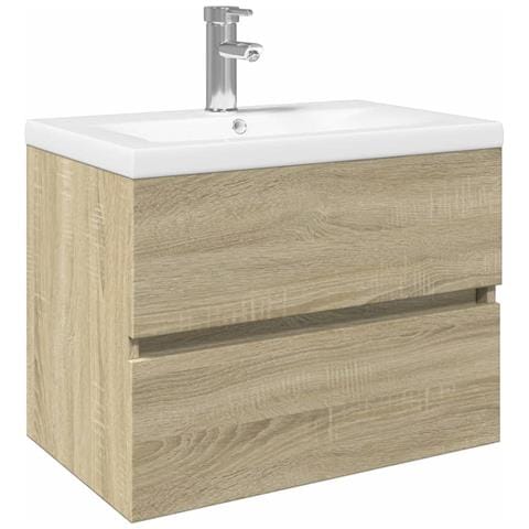 Set Mobili Da Bagno 2 Pz In Ceramica E Legno Multistrato - Foto 2