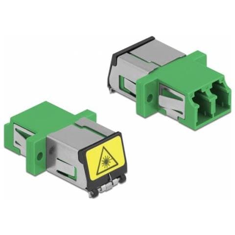 Accoppiatore in fibra ottica con protezione laser flip LC Duplex femmina per LC Duplex femmina monomodale verde - Foto 1