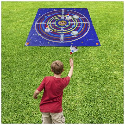 Dam Lancio Di Razzi Spaziali : Gioco Di Bersagli, Include 1 Coperta Bersaglio E 3 Razzi Gonfiabili. 48x48x10 Centimetri. Colore: Blu Scuro - Foto 2