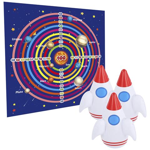 Dam Lancio Di Razzi Spaziali : Gioco Di Bersagli, Include 1 Coperta Bersaglio E 3 Razzi Gonfiabili. 48x48x10 Centimetri. Colore: Blu Scuro - Foto 1