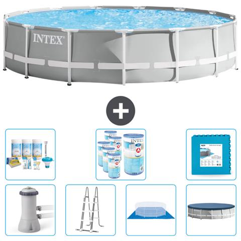 Piscina Fuori Terra - In Giro - 457x457x107 Cm - Grigio - Include Accessori Coordinati Cb42 - Foto 1