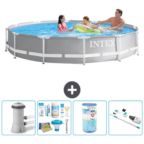Piscina Fuori Terra - In Giro - 366x76 Cm - Grigio - Include Accessori Coordinati A2134 - Foto 1