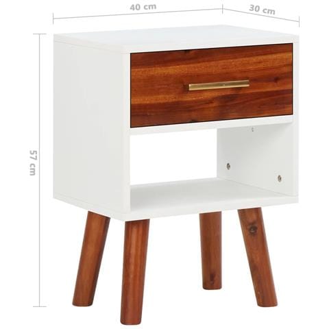 Comodini In Legno Massello Di Acacia 2 Pz 40x30x57 Cm - Foto 8