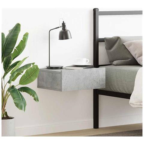 Lusso Casadino -  Comodino Pensile Grigio Cemento 40x30x15cm In Legno Multistrato - Foto 8