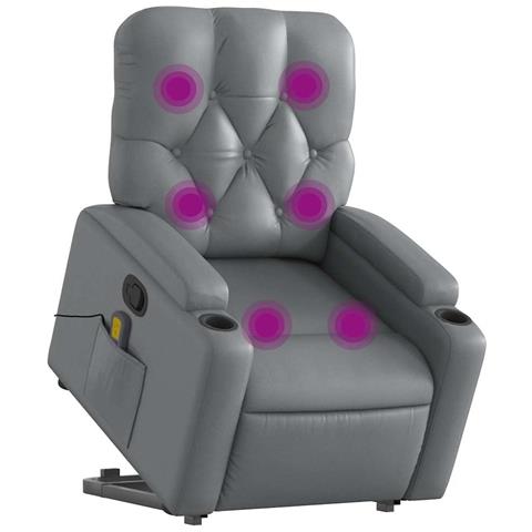 Lusso Casadino -  Poltrona Alzapersona Reclinabile Massaggio Grigio Similpelle - Foto 2