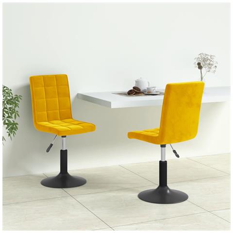 Lusso Casadino -  Sedie Da Pranzo Girevoli 2 Pz Giallo Senape In Velluto - Foto 8