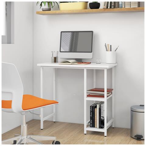 Lusso Casadino -  Scrivania Per Computer Bianca 80x40x72 Cm In Mdf E Metallo - Foto 8