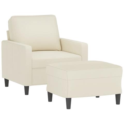 Poltrona Con Poggiapiedi Crema 60 Cm In Velluto - Foto 2