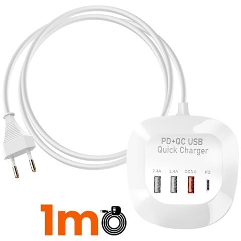 Stazione Ricarica 3 Usb + Usb-c Compatta, Bianco - Foto 5