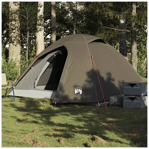 Tenda da Campeggio a Cupola per 4 Persone Marrone Impermeabile - Foto 1