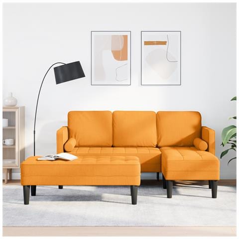Set di divani da 2 pezzi con cuscini in tessuto giallo scuro - Foto 2