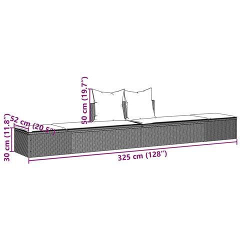 Lettino Prendisole con Cuscini Marrone in Polyrattan - Foto 9