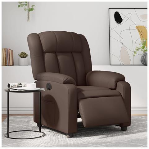 Poltrona Reclinabile Elettrica Marrone in Similpelle - Foto 2