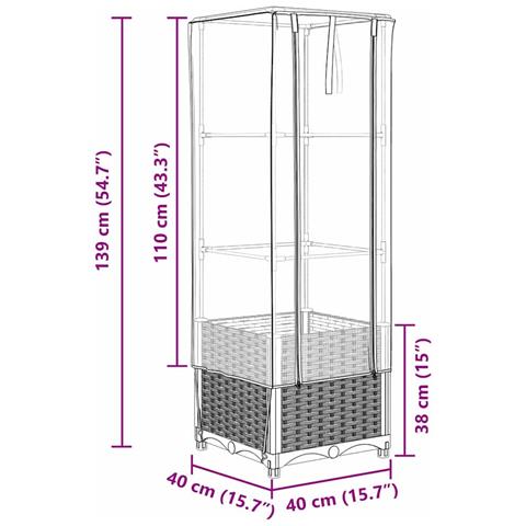 Letto Rialzato con Copertura Serra Effetto Rattan 40x40x139 cm - Foto 9