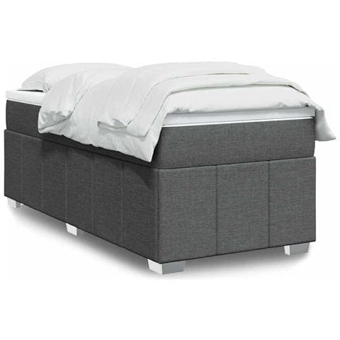 Giroletto a Molle con Materasso Grigio Scuro 100x200 cm Tessuto - Foto 2