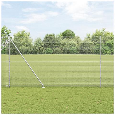 Recinzione in Rete Saldato con 13 Pali a Punta 1.6x25 m Acciaio Zincato - Foto 2