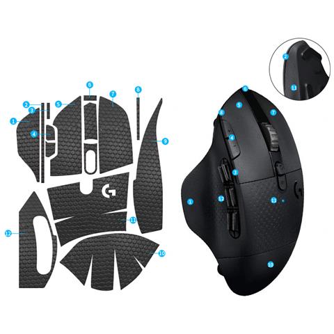 Adesivi Per Mouse Con Presa Migliorata Per Logitech G604 - Nero - Foto 1