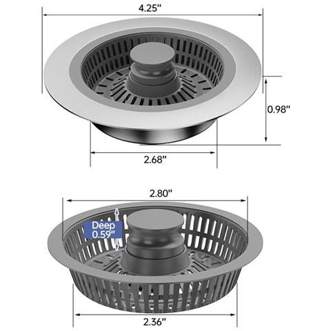 Filtro Per Lavello Con Meccanismo A Pulsante In Acciaio Inox 304, Compatibile Con Lavelli Cucina, Vasche Da Bagno E Lavelli Per Verdure - Foto 2
