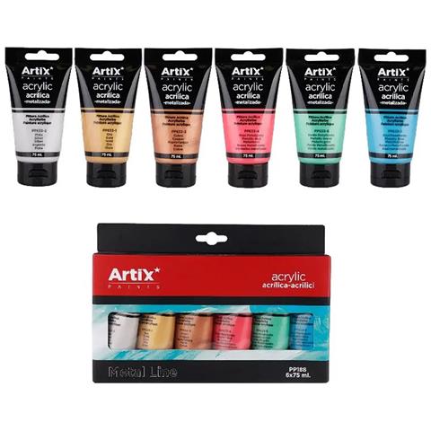 Pittura Acrilica 6 Tubi 75 Ml Metallizzata - Foto 1