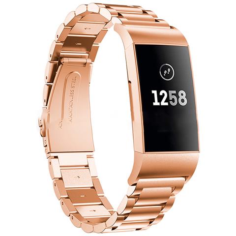 Cinturino Per Orologio In Acciaio Inossidabile Oro Rosa Per Fitbit Charge 3 - Foto 1