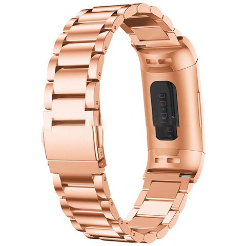 Cinturino Per Orologio In Acciaio Inossidabile Oro Rosa Per Fitbit Charge 3 - Foto 2