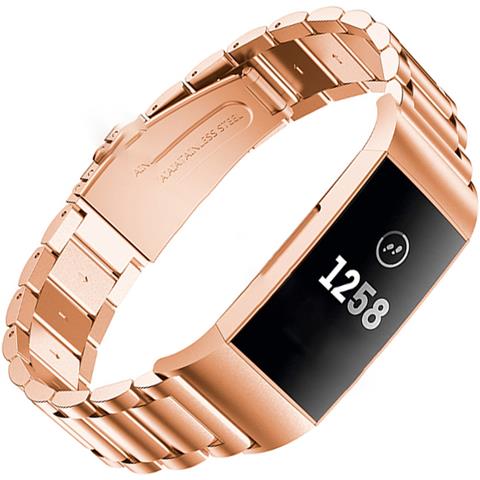 Cinturino Per Orologio In Acciaio Inossidabile Oro Rosa Per Fitbit Charge 3 - Foto 3