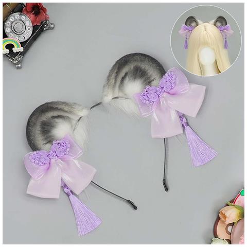 Cerchietto Con Orecchie Da Orso Panda Lolita Stile Cinese Con Nappe - Accessorio Per Cosplay E Streaming - Foto 2