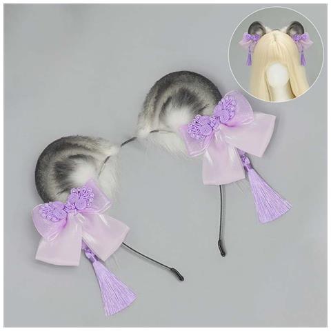 Cerchietto Con Orecchie Da Orso Panda Lolita Stile Cinese Con Nappe - Accessorio Per Cosplay E Streaming - Foto 1