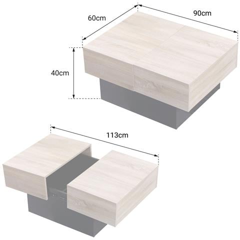 Tavolino Con Piani Estraibili Nero Greta - Foto 2