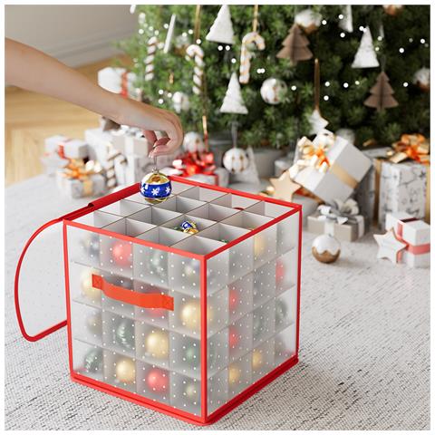 Scatola Decorazioni Natalizie Organizer Addobbi Natalizi Capacità 64 Palline - Foto 1