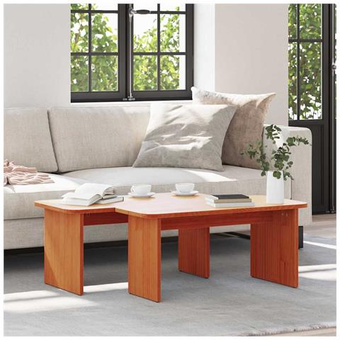 Tavolino da salotto 2 pcs Cera marrone 100 x 69 x 35.5 cm - Foto 2