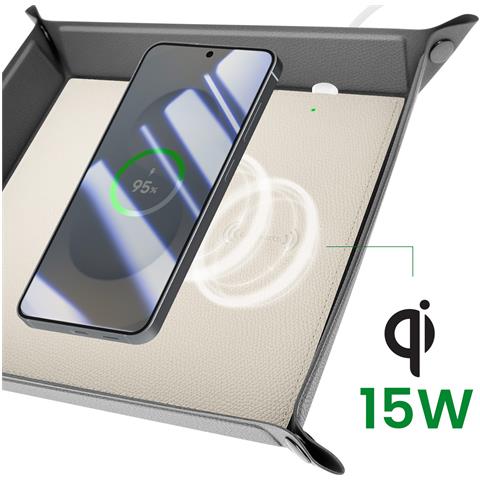 Vassoio A Marsupio Con Stazione Di Ricarica Wireless Qi 15w A Carica Rapida, Grigio - Foto 2