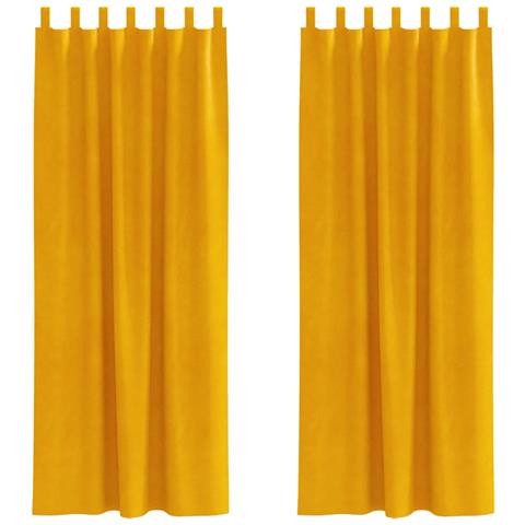 Tende con tende 2 pcs giallo senape 140 x 245 cm Velluto - Foto 1