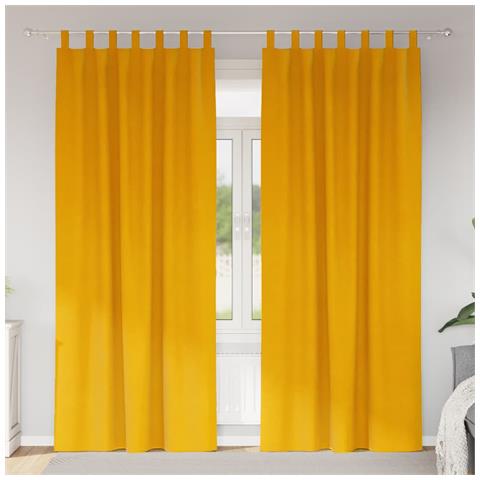 Tende con tende 2 pcs giallo senape 140 x 245 cm Velluto - Foto 2