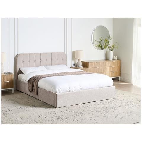 Letto Contenitore Ciniglia Challans 160 X 200 Cm Beige - Foto 1