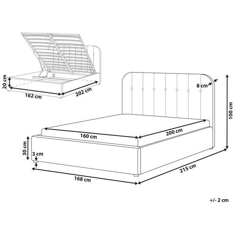 Letto Contenitore Ciniglia Challans 160 X 200 Cm Beige - Foto 8