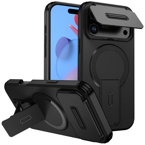Custodia Magnetica 2-in-1 Con Finestra A Ribalta Compatibile Con Iphone 17 Pro - Antiurto E Con Funzione Stand Black - Foto 1