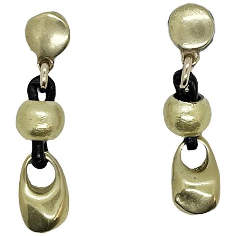 Orecchino In Pelle E Oro B2 Marrone - Foto 1