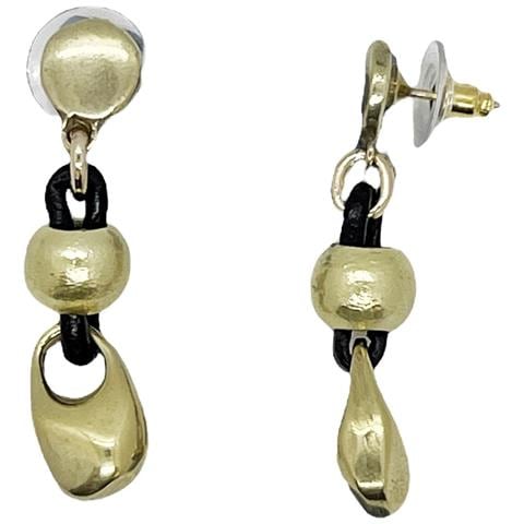 Orecchino In Pelle E Oro B2 Marrone - Foto 2