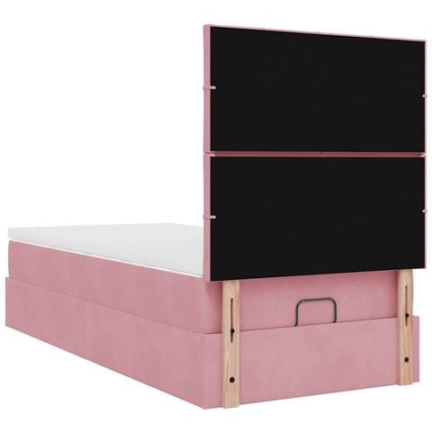Struttura Letto Pouf con Materassi Rosa 90x190 cm in Velluto - Foto 9