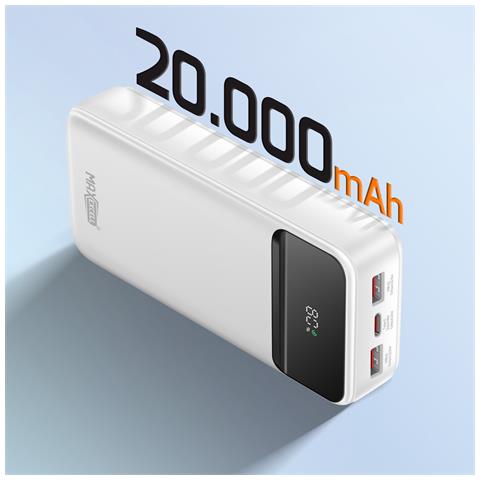 Batteria Di Emergenza 20000mah Usb-c Pd 20w / 2 Usb 22.5w Con Schermo Lcd, Nero - Foto 5